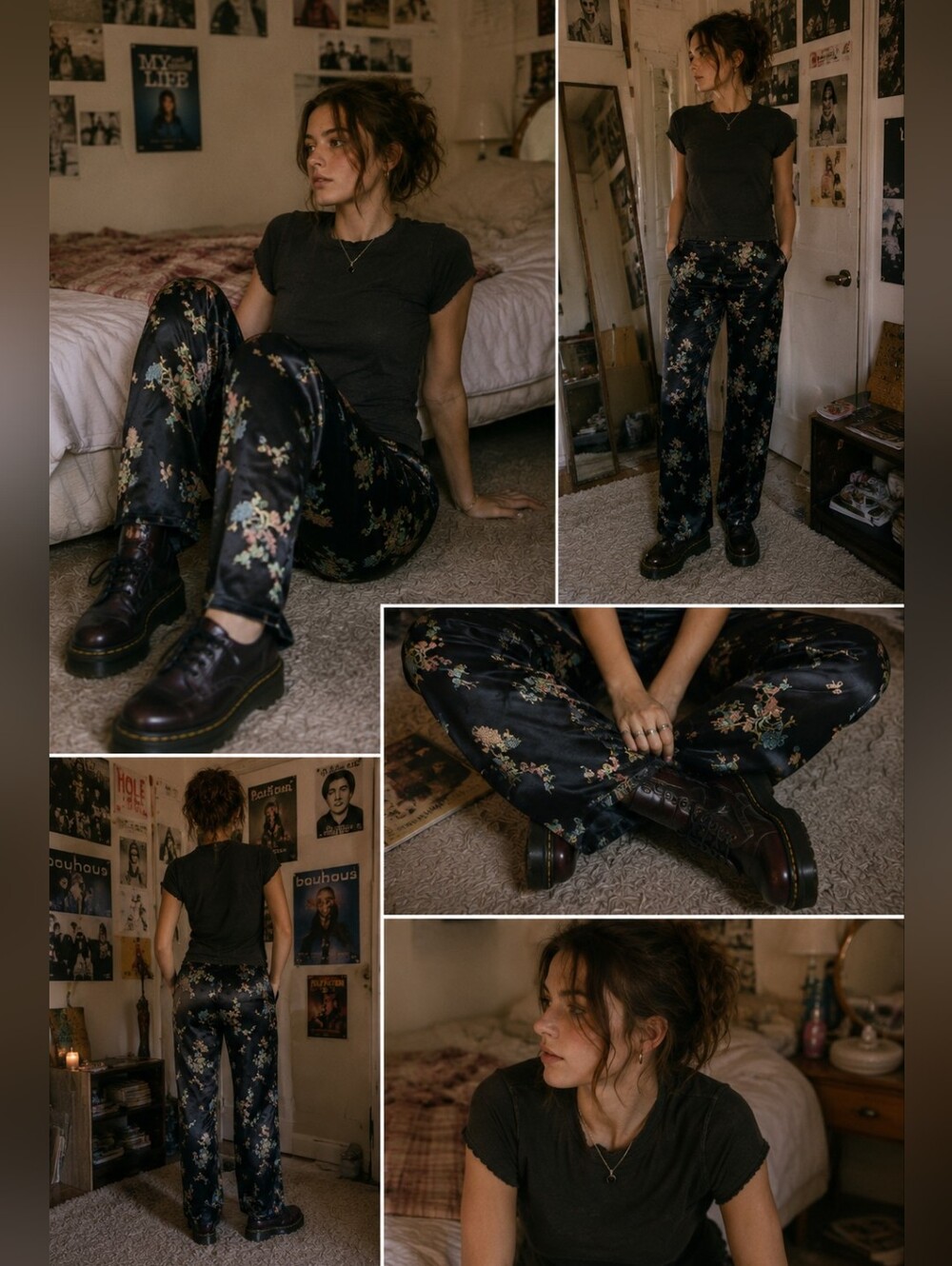 Vintage All That Jazz Floral Satin Pants | Size 3/4 (XS/S)
